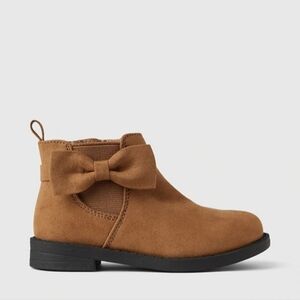 NWT Gap Toddler Girl's Vegan Suede Bow Chelsea Boots Brown Shoes Size 7, 8 $50